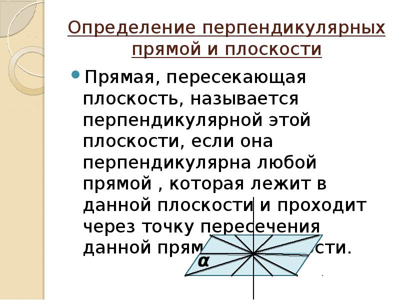 Прямая перпендикулярна плоскости если она