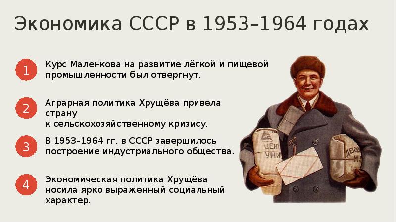 Социально экономическое развитие ссср в 1953 1964 презентация