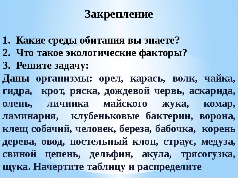 Какие среды обитания вам известны докажите. Какие среды обитания вам известны докажите