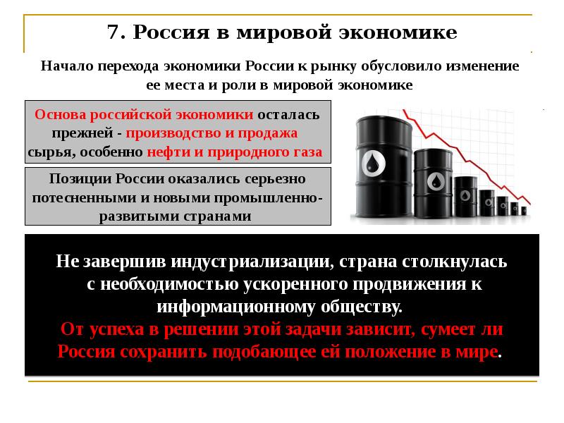 Изменение обусловлено. Российская экономика на пути к рынку. Россия в мировой экономике. Россия и мировая экономика сообщение. Место России в мировой экономике 1999.