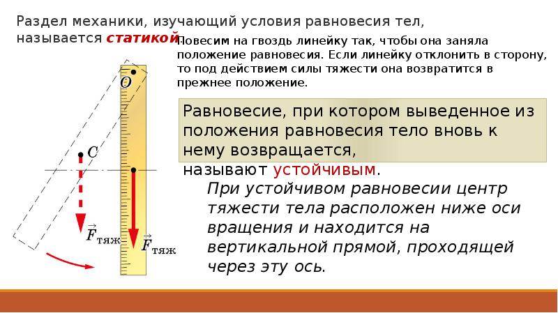 Условия равновесия тел 7 класс физика презентация