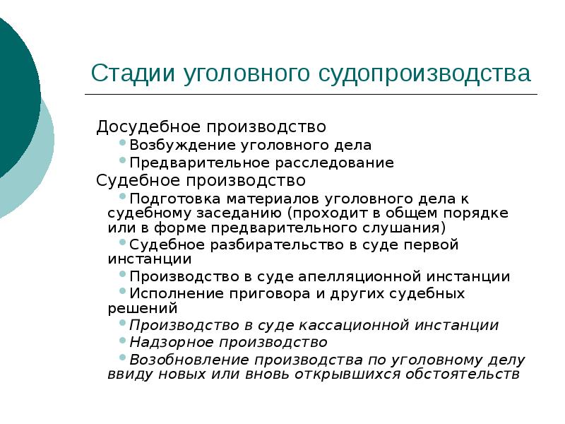 Стадии уголовного процесса презентация