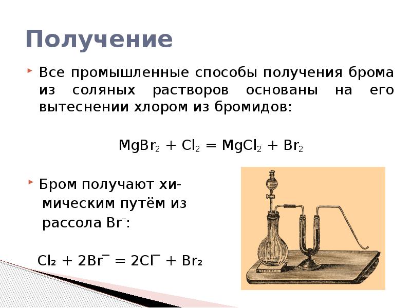 Метод брома. Способы получения брома. Лабораторный способ получения брома. Реакция получения брома. Как получают бром.