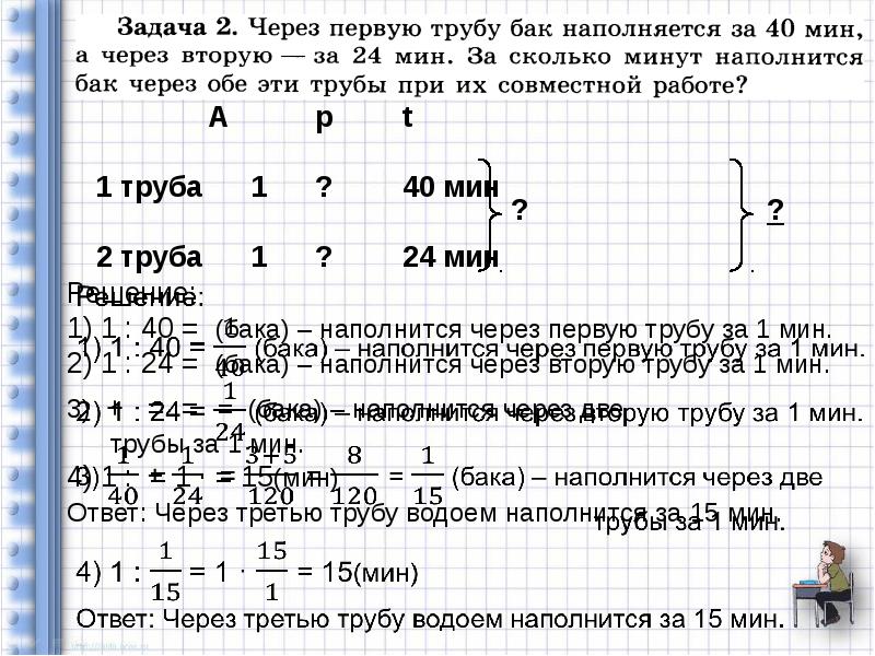 Задачи на совместную работу 6 класс презентация