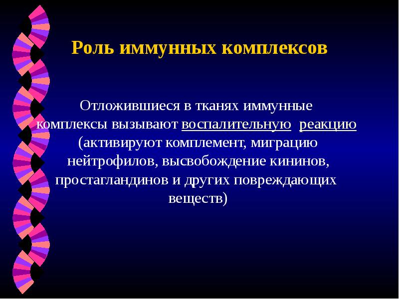 Роль иммунных комплексов Роль иммунных комплексов
