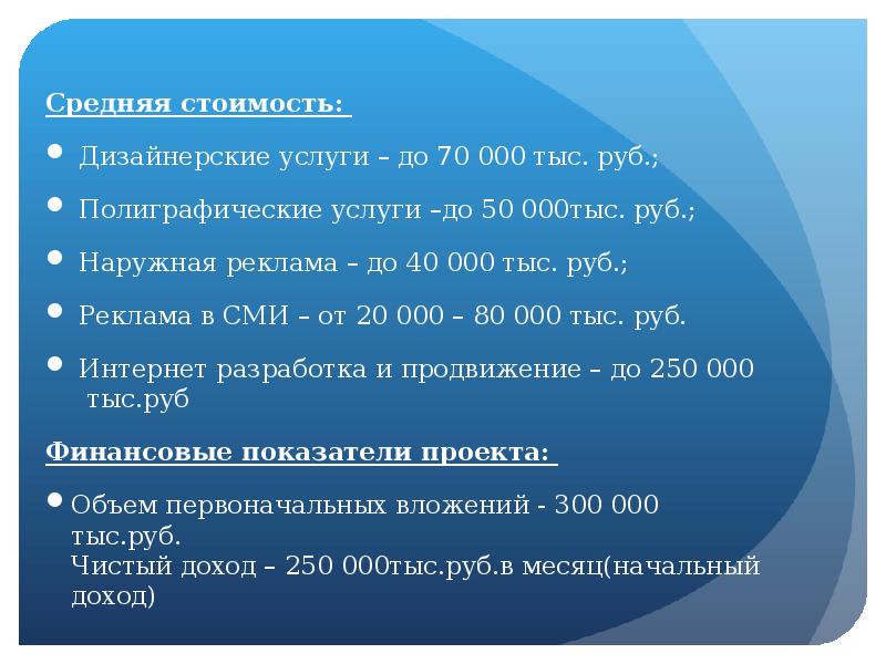 Презентация для бизнес плана рекламного агентства