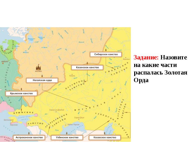 Карта ханств после распада золотой орды