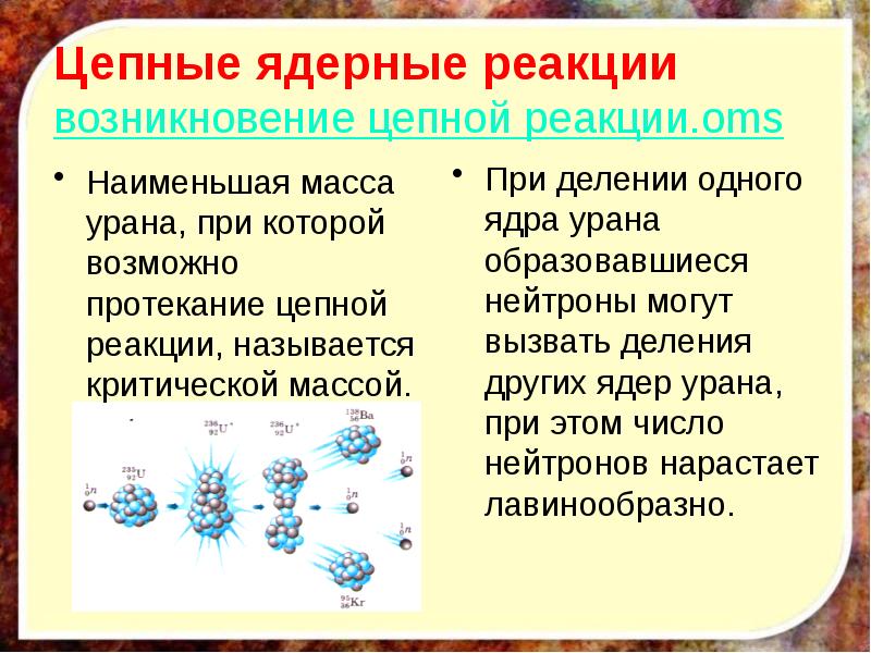 Презентация цепная реакция деления урана