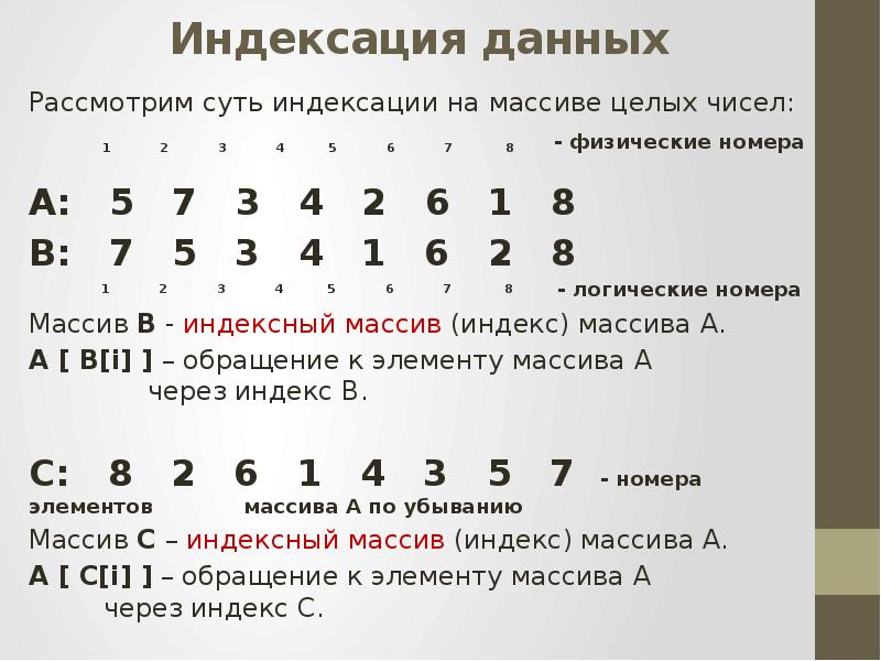 Индексирующие массивы