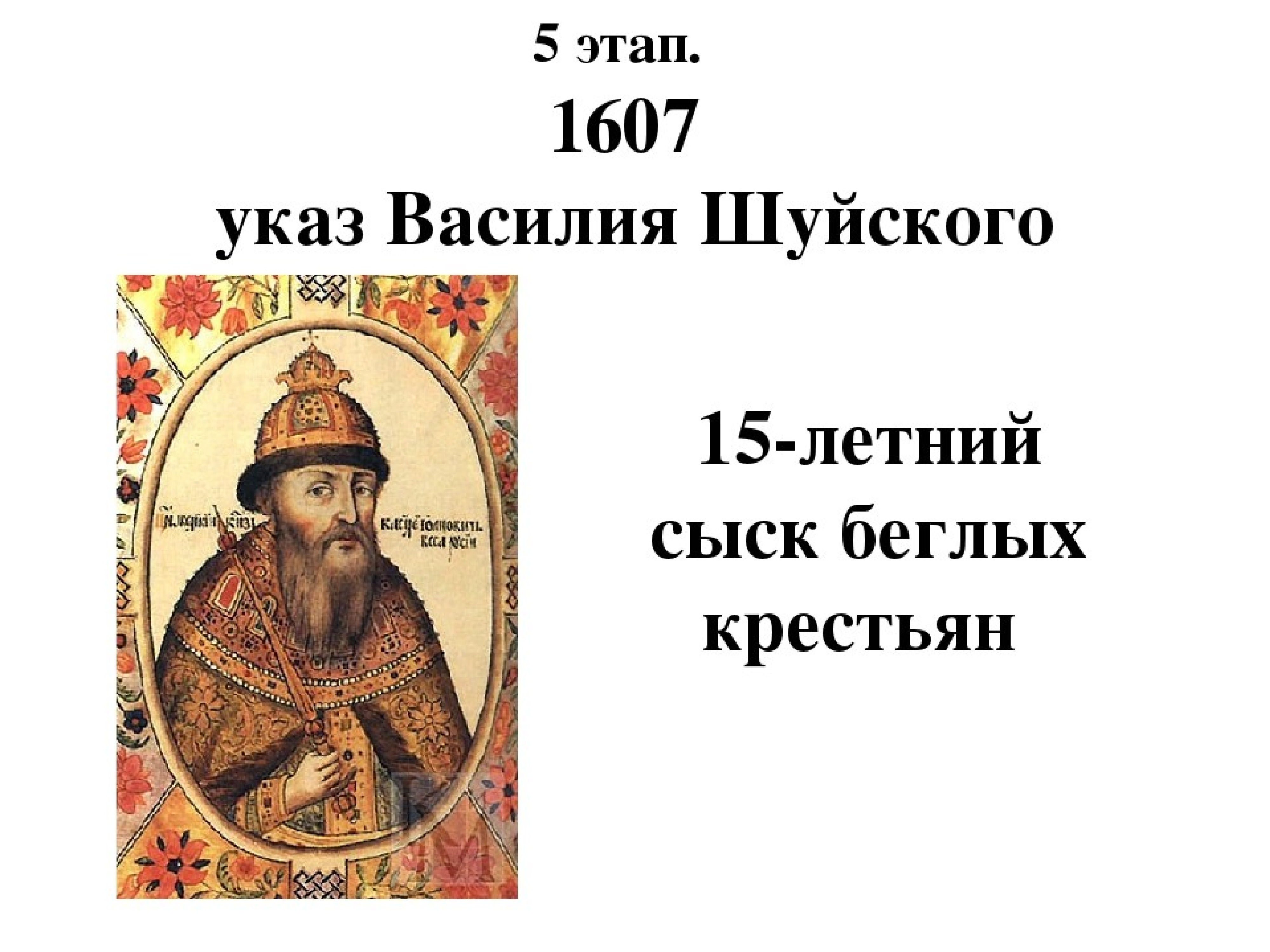 Издание указа об урочных летах участники. Соборное уложение Василия Шуйского.