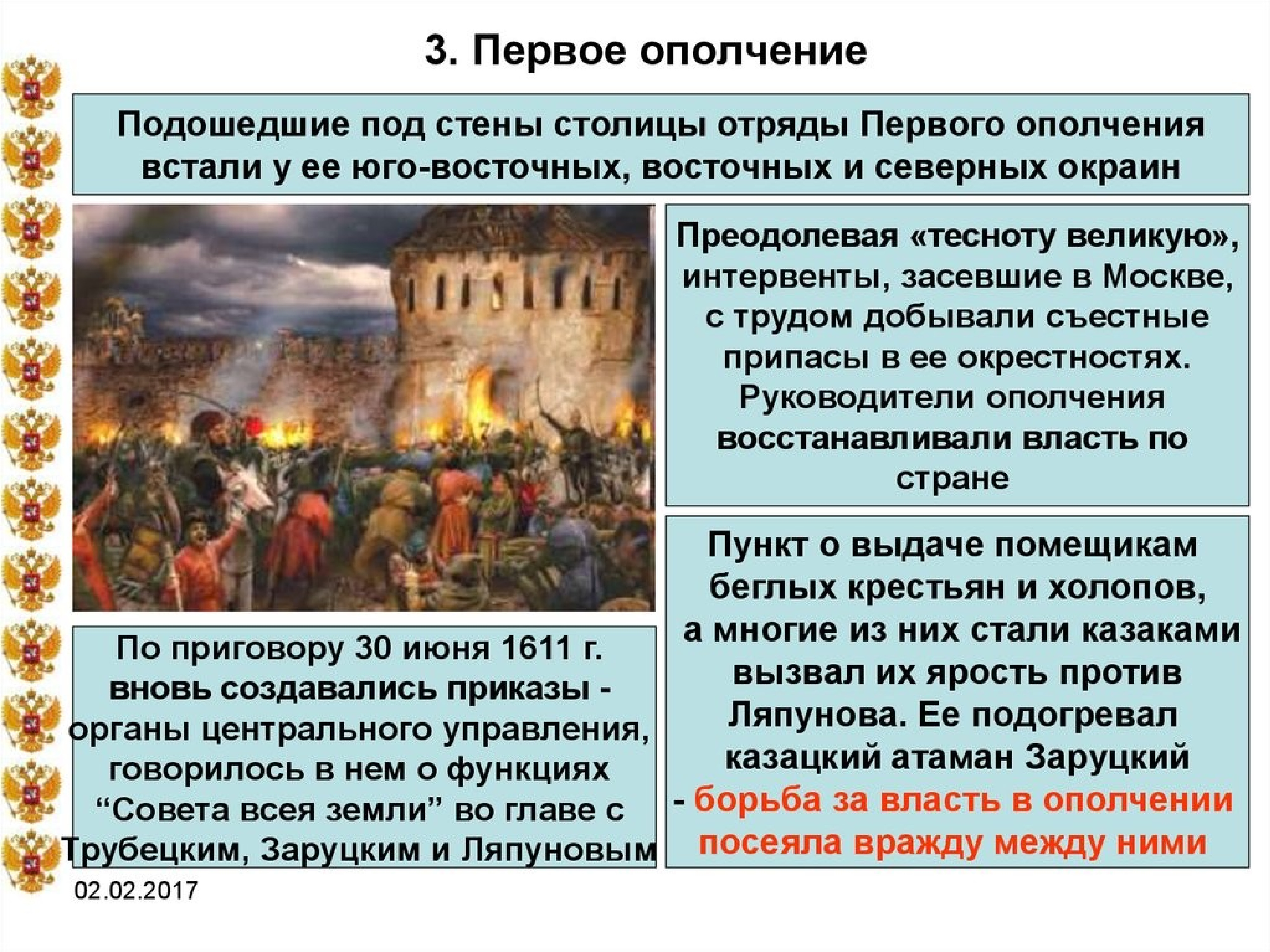 Роль первой и второй. Формирование первого ополчения смута. Итоги первой смуты первое ополчение кратко. Первое народное ополчение 1611. Окончание смутного времени второе ополчение кратко.