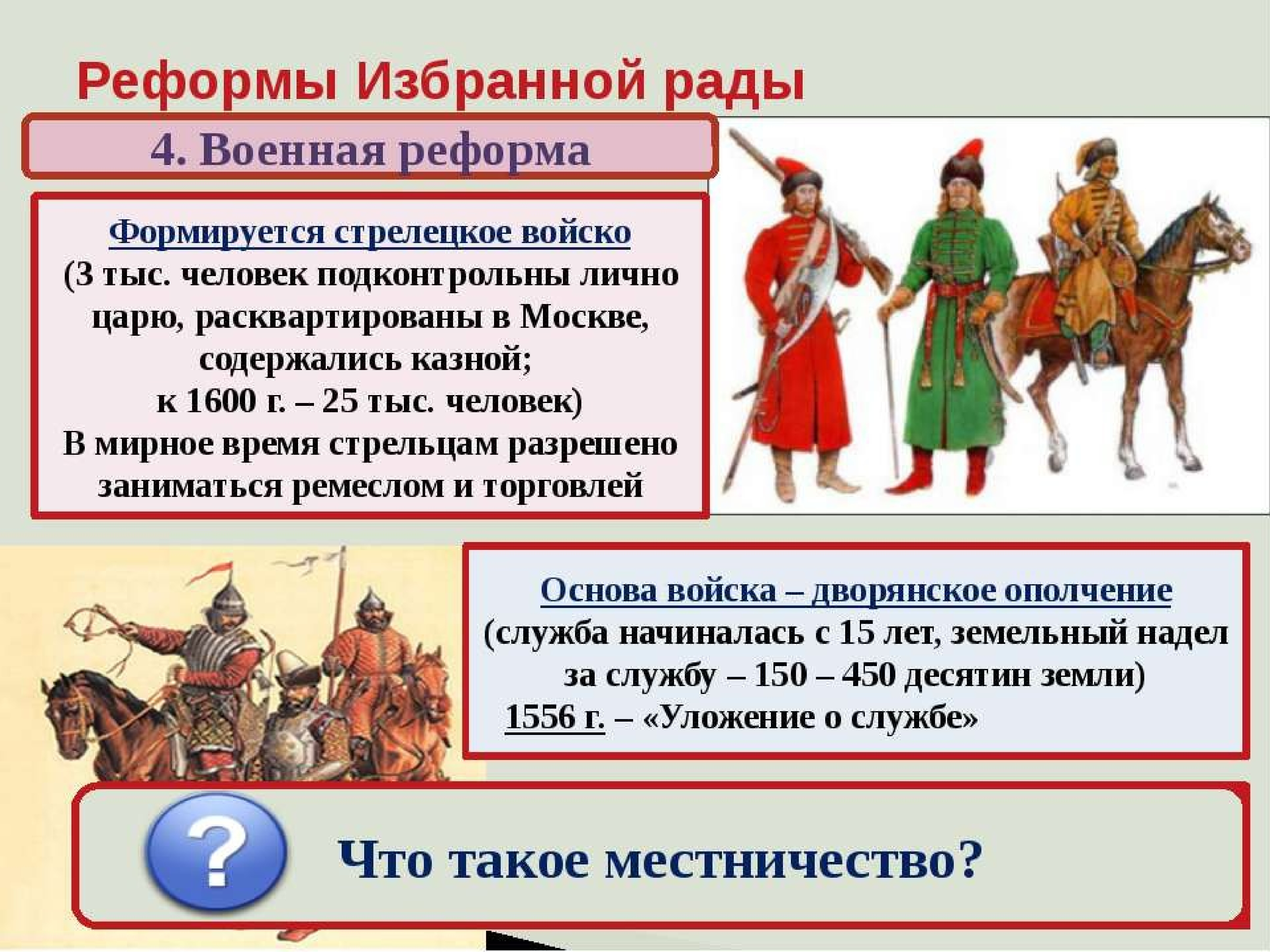 Военные реформы Ивана Грозного Стрелецкое войско