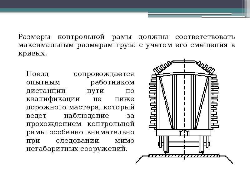 Размеры контрольной рамы должны соответствовать максимальным размерам груза с учетом его