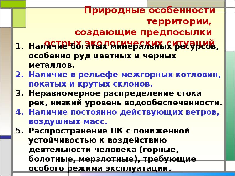 Особенности территории