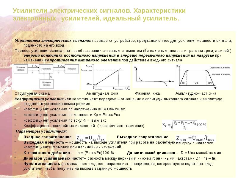 Реферат: Частотные характеристики цепей с операционными усилителями и транзисторами