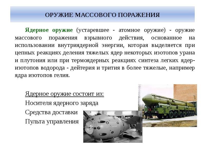 Оружие массового поражения ядерное оружие презентация