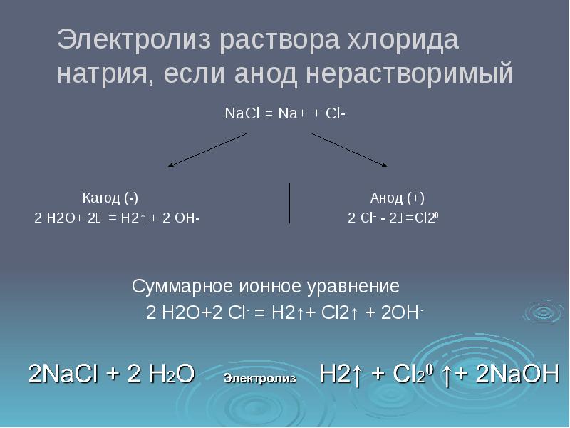 Электролиз раствора хлорида натрия. Электролиз натрий хлор. H20 электролиз. Электролиз водного раствора хлорида натрия.