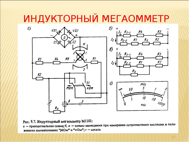 Принципиальная электрическая схема мегаомметра