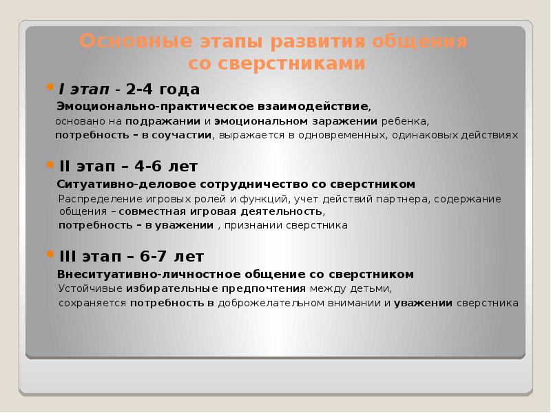 Эмоционально практическая. Потребности общения ребенка со сверстниками. Этапы развития общения дошкольника со сверстниками. Формирование потребности в общении со сверстниками. Потребность в общении со сверстниками у детей складывается.