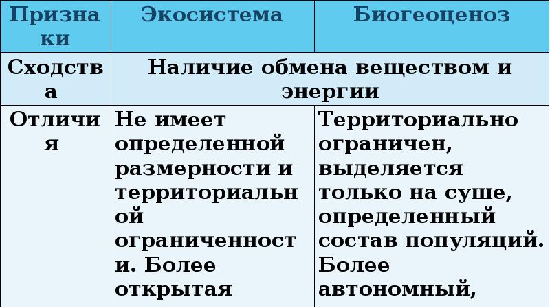 План характеристики экосистемы