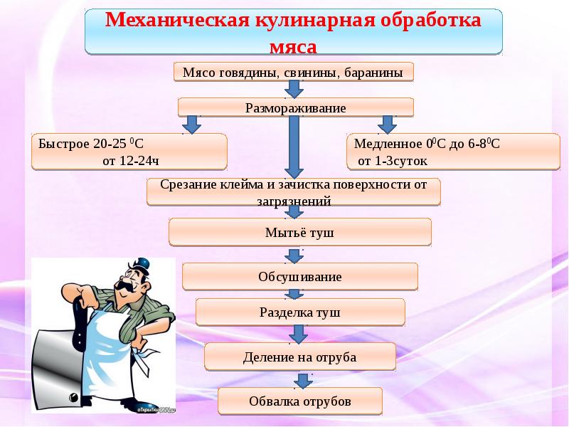 Технологическая схема производства натуральных полуфабрикатов из говядины свинины и баранины