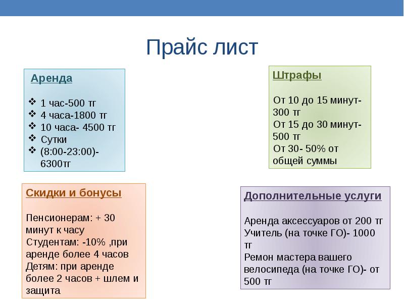 Бизнес план проката велосипедов презентация