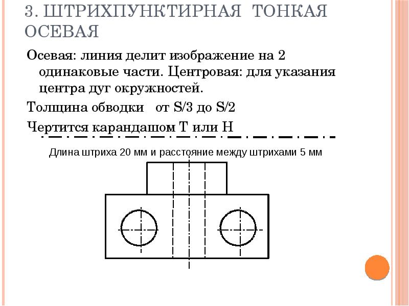 На какую величину должны выступать за контур изображения осевые и центровые линии