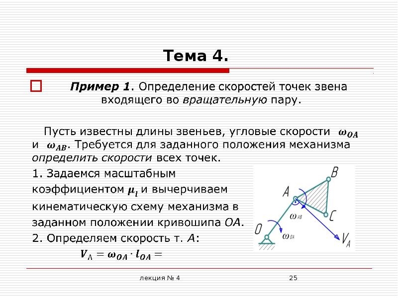 Свойства планов скоростей