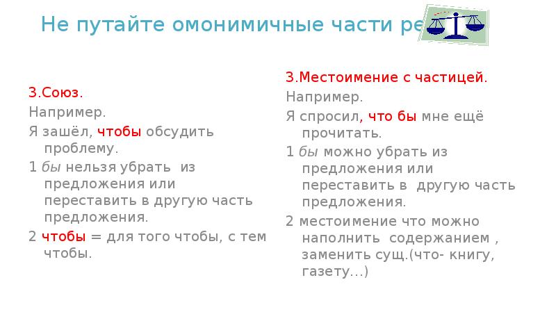 Правописание союзов и омонимичных частей речи презентация