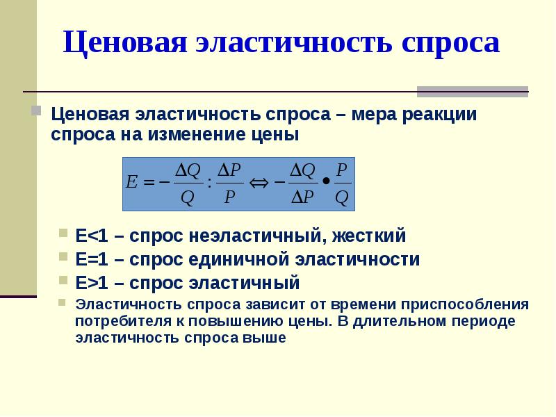 Примеры единичной эластичности