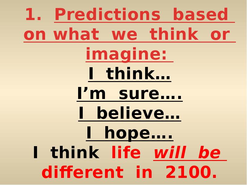 Hope future simple. Think Future simple. Predictions в английском языке. Future simple презентация 7 класс. Future predictions правила.