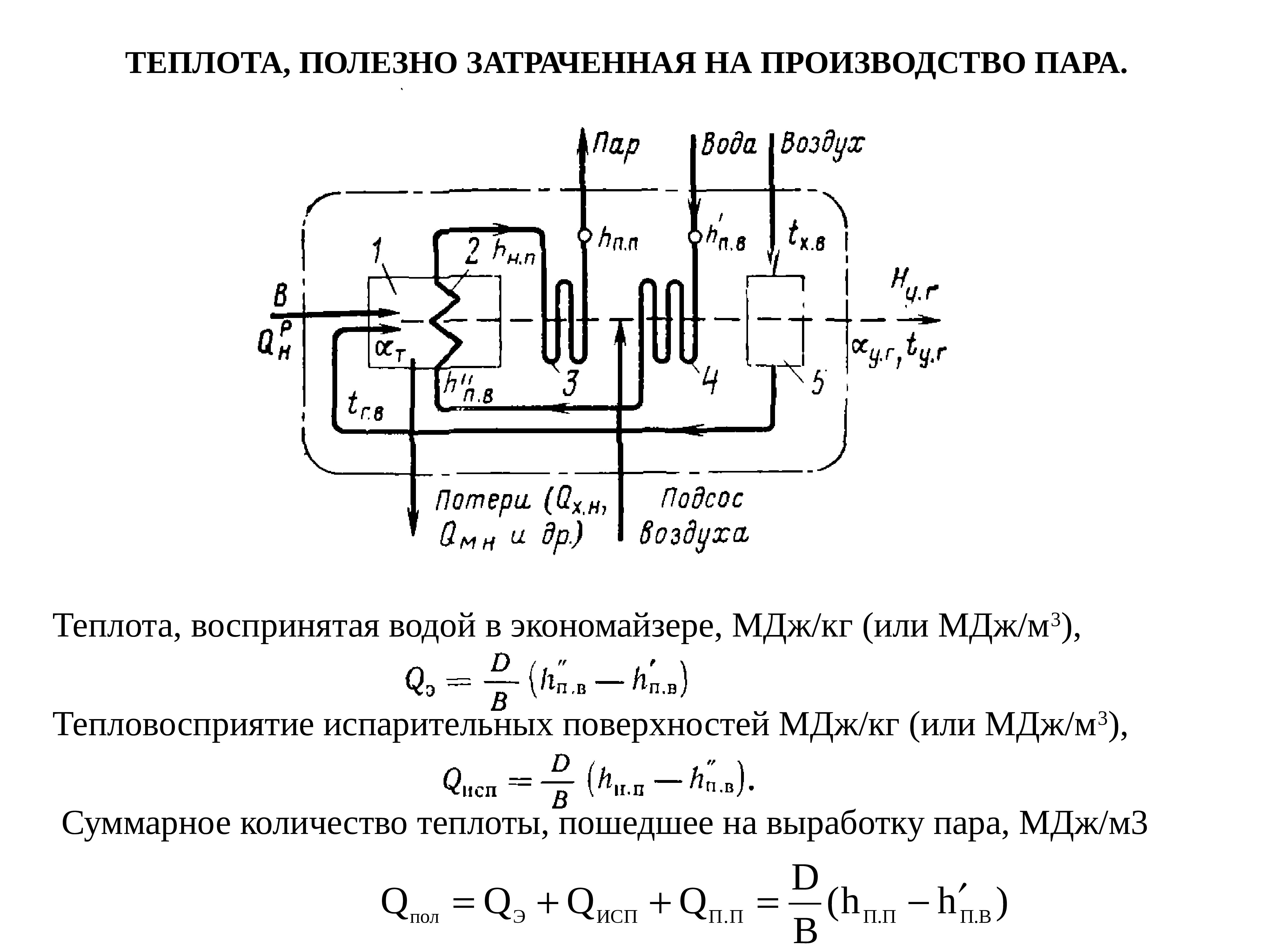 Полезная теплота. Количество тепла вырабатываемое экономайзером. Теплота пользы.