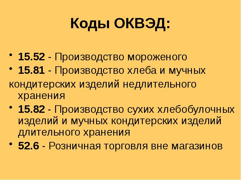 Код торговли. Производство хлеба ОКВЭД. ОКВЭД хлебобулочные изделия производство. ОКВЭД булочная. ОКВЭД кондитерские изделия.