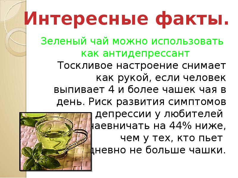 Сколько зеленого чая можно выпить в день. Факты о зеленом чае. Доклад про зелёный чай.