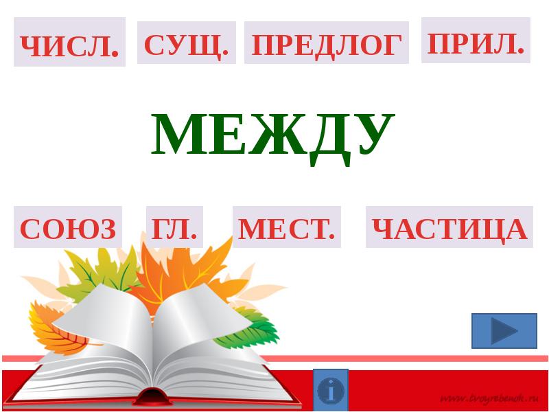 Презентация тренажер части речи