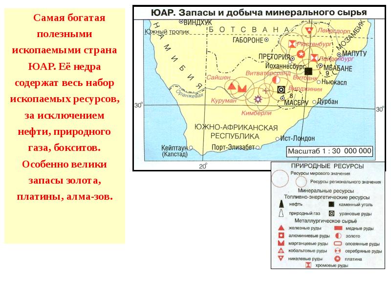 Карта природных ресурсов африки