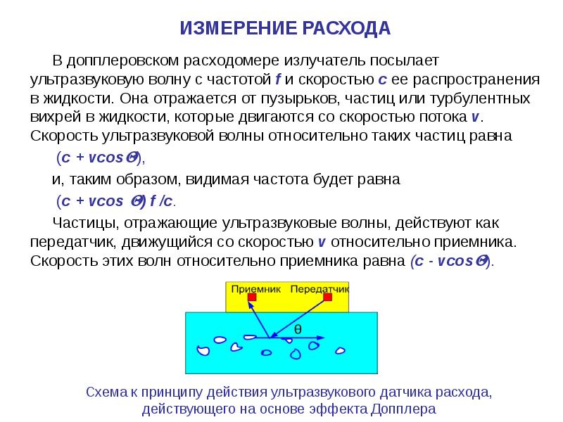 Ультразвуковые волны в жидкостях. Измерение расхода вещества. Измерение скорости и расхода жидкости. Измерение расхода жидкости и газа. Измерение расходов скорость -плащадь.