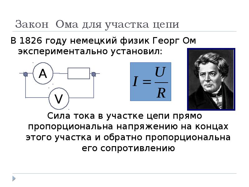 Определите ом. Формулы по закону Ома для участка цепи. 5. Закон Ома для участка цепи. Закон Ома для участка цепи тока. Запишите формулу закона Ома для участка цепи.