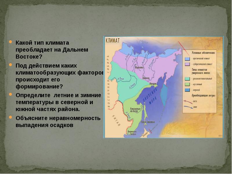 План описания климата дальнего востока