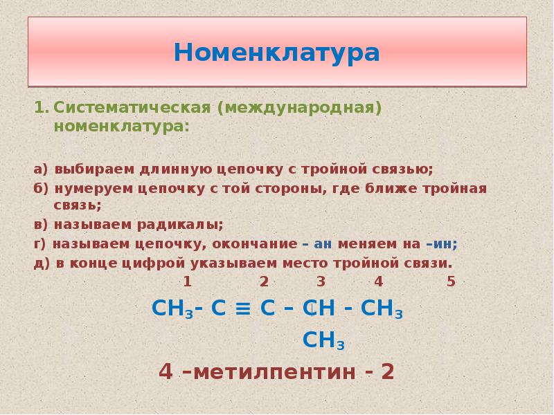 Алкены систематическая номенклатура