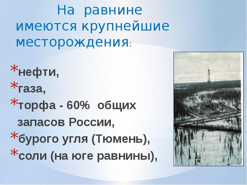 На равнине имеются крупнейшие   месторождения:    
