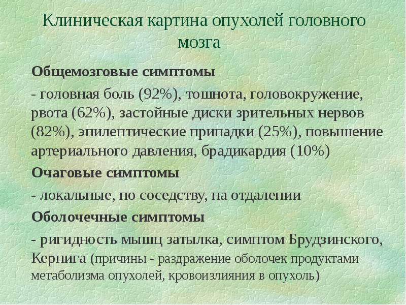 Клиническая картина злокачественных опухолей