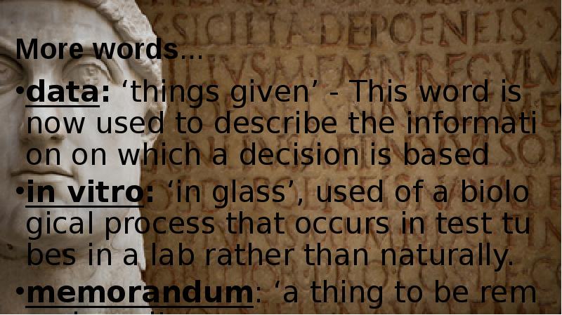 More words… data: ‘things given’ - This word is now used