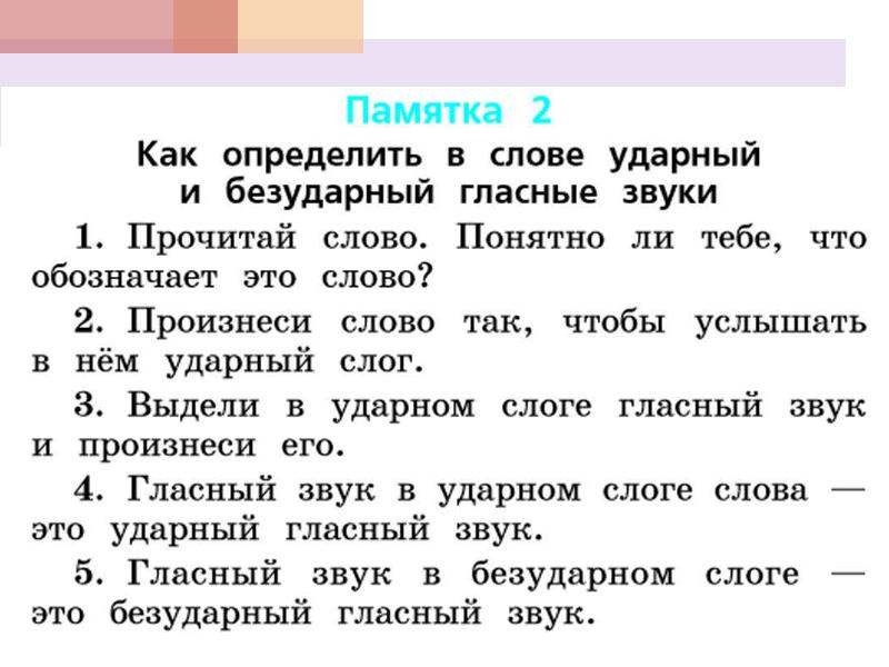 Ударные и безударные гласные звуки 1 класс презентация