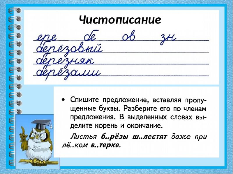 Чистописание в 3 классе по русскому языку образцы