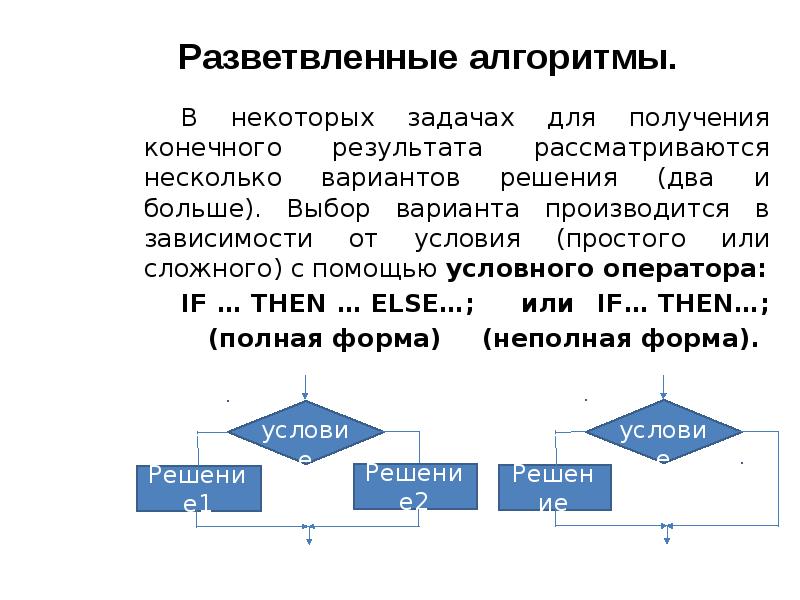 Разветвляющие алгоритмы презентация