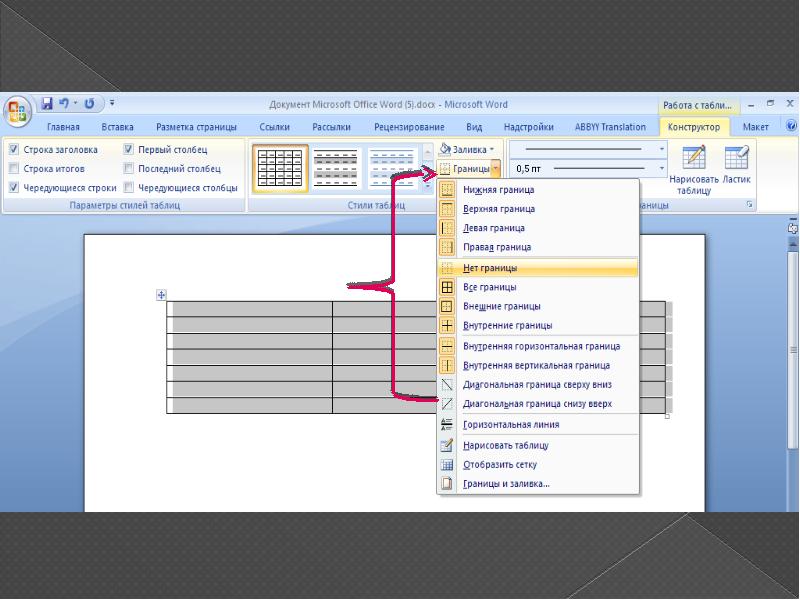 Создание и форматирование таблиц в ms word практическая работа