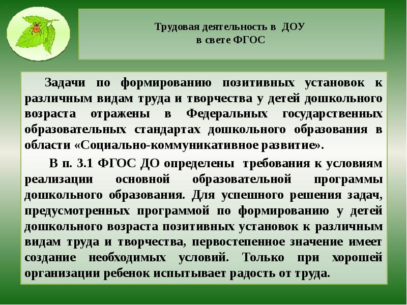 Формирование позитивных установок к различным видам труда. Формирование позитивных установок к различным видам труда