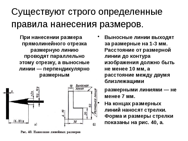 Размерные линии проводятся между выносными осевыми и еще какими линиями чертежа