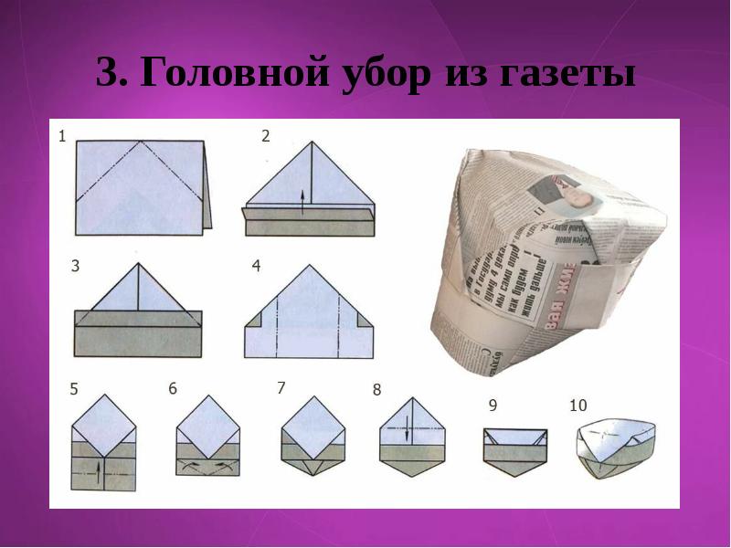 Шапка из газеты с козырьком схема из газеты